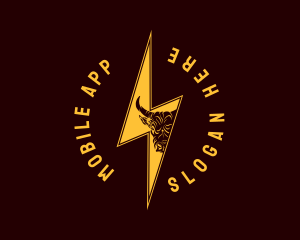Lightning - Bolt Raging Bull logo design