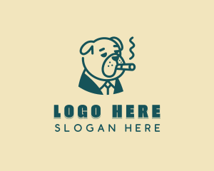Dog - Smoking Pitbull Dog logo design