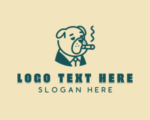 Animal - Smoking Pitbull Dog logo design