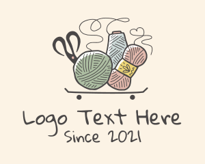 Knitter - Crochet Yarn Scissor Cart logo design