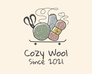 Crochet Yarn Scissor Cart logo design