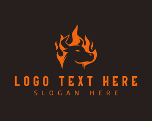 Fire - Flame BBQ Bull logo design