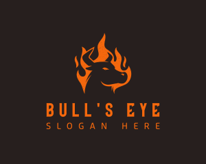 Flame BBQ Bull logo design