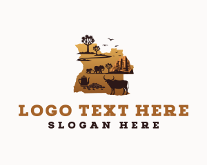 Coffee Beans - Angola Travel Map logo design