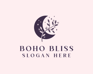 Bohemian Floral Moon logo design