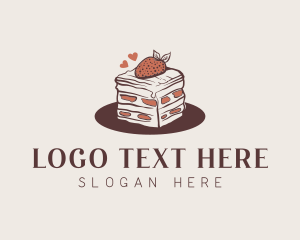 Flan - Strawberry Cake Bakery logo design