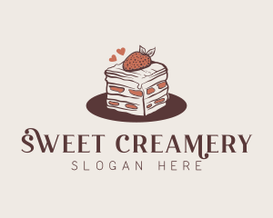 Strawberry Cake Bakery logo design