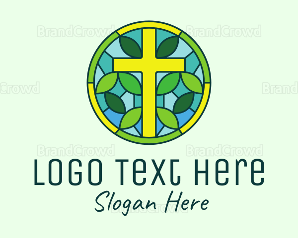 Herbal Cross Stained Glass Logo