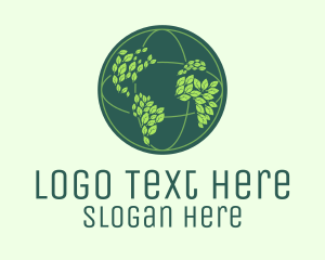 World Map - Eco Leaf Globe logo design