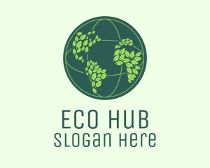 Eco Leaf Globe  logo design