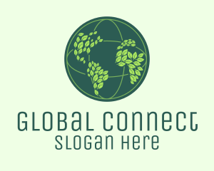 Globe - Eco Leaf Globe logo design