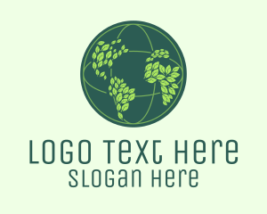 Eco Leaf Globe  Logo