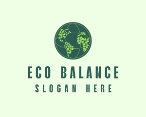 Eco Leaf Globe  logo design