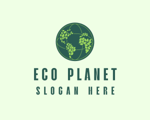 Eco Leaf Globe  logo design