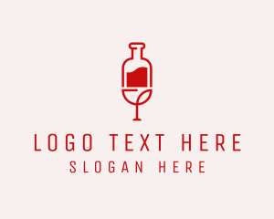 Bottle - Red Wine Booze logo design