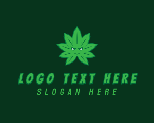 Organic - Marijuana Angry Face logo design
