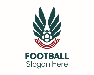 Soccer Ball Wing Ribbon Logo