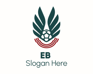 Football - Soccer Ball Wing Ribbon logo design