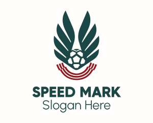 Soccer Ball Wing Ribbon logo design