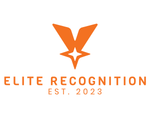 Recognition - Orange V Star Medal logo design