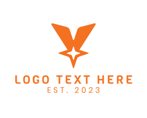 Letter V - Orange V Star Medal logo design