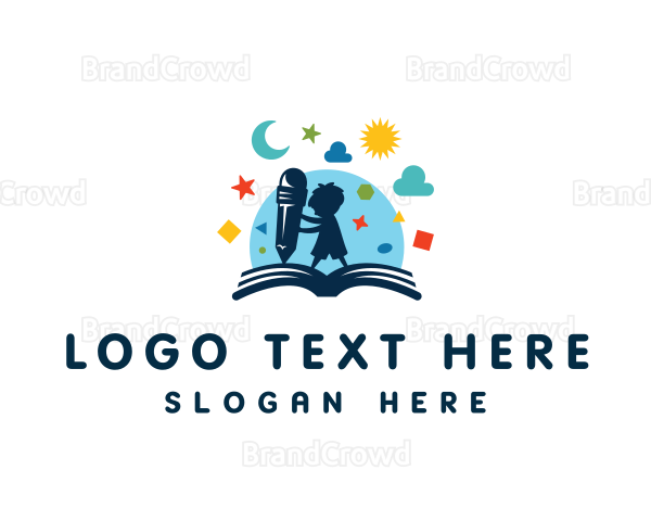 Child Book Pencil Logo