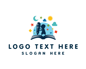 Shapes - Child Book Pencil logo design