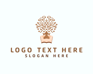 Reading - Book Tree Person logo design