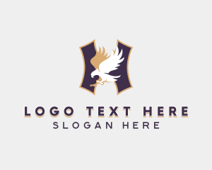 Bird - Varsity Eagle Letter H logo design
