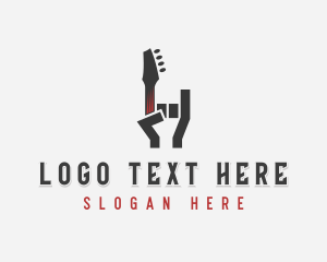 Sign Of The Horns - Guitar Rockstar Punk logo design