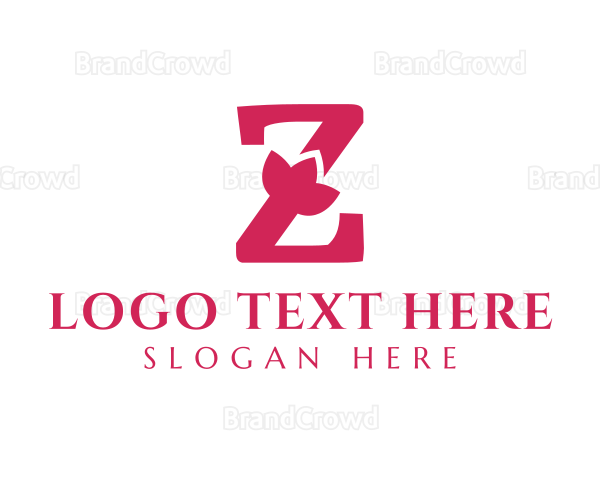 Pink Letter Z Flower Logo