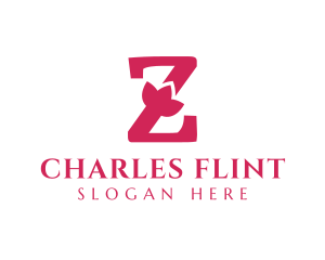 Pink Letter Z Flower Logo