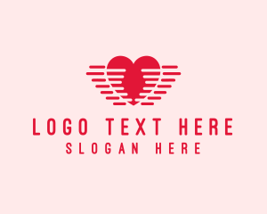 Online Relationship - Lovely Heart Wings logo design