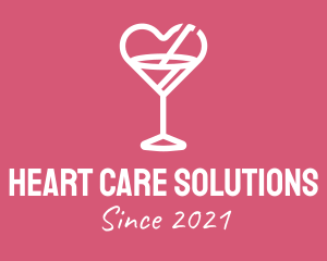 Heart Martini Glass  logo design