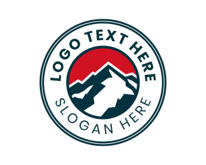 Skiing - Mountain Peak Badge logo design