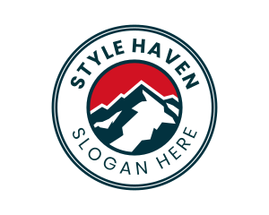 Skiing - Mountain Peak Badge logo design