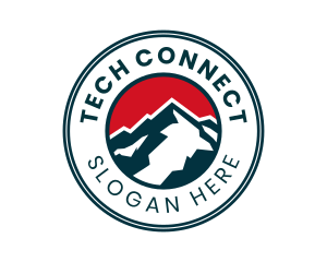 Campground - Mountain Peak Badge logo design