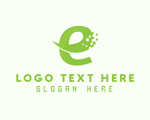 Alphabet - Green Digital Ecommerce Letter E logo design