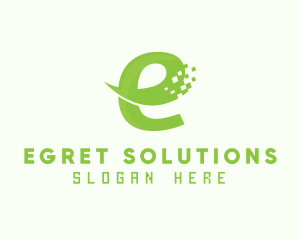 Green Digital Ecommerce Letter E logo design