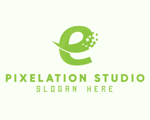 Pixelation - Green Digital Ecommerce Letter E logo design