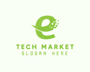E Commerce - Green Digital Ecommerce Letter E logo design