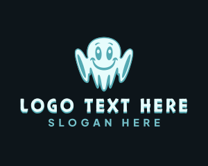 Haunted - Cute Spooky Ghost logo design