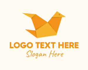 Bird - Orange Paper Crane logo design