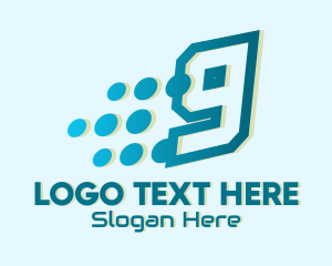 Communication - Modern Tech Number 9 logo design