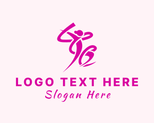 Woman - Pink Ribbon Gymnast logo design