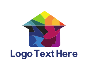 Builders - Colorful House Puzzle logo design