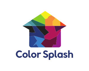 Colorful House Puzzle logo design