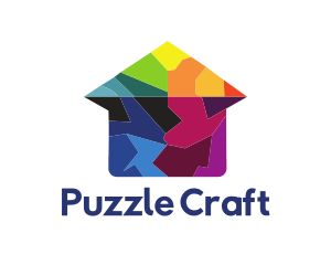 Colorful House Puzzle logo design