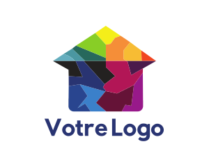 Puzzle - Colorful House Puzzle logo design