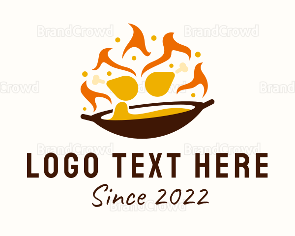 Stir Fry Chicken Food Stall Logo